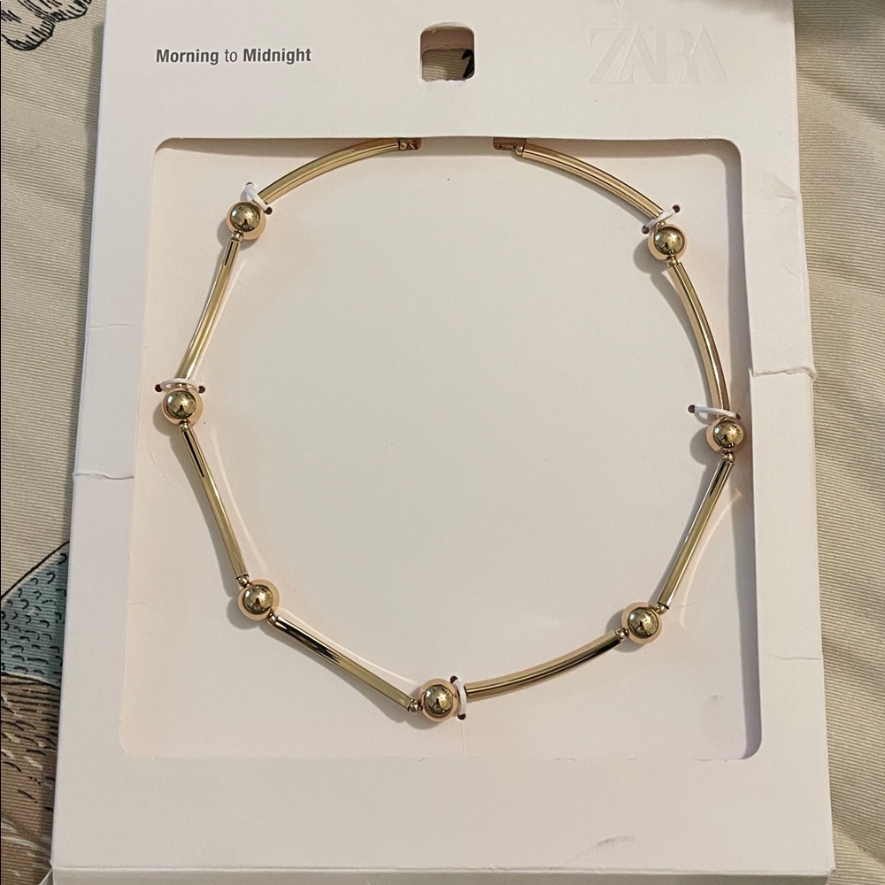 Zara Gold Filled Stretchy Bangle tube beads Necklace, new